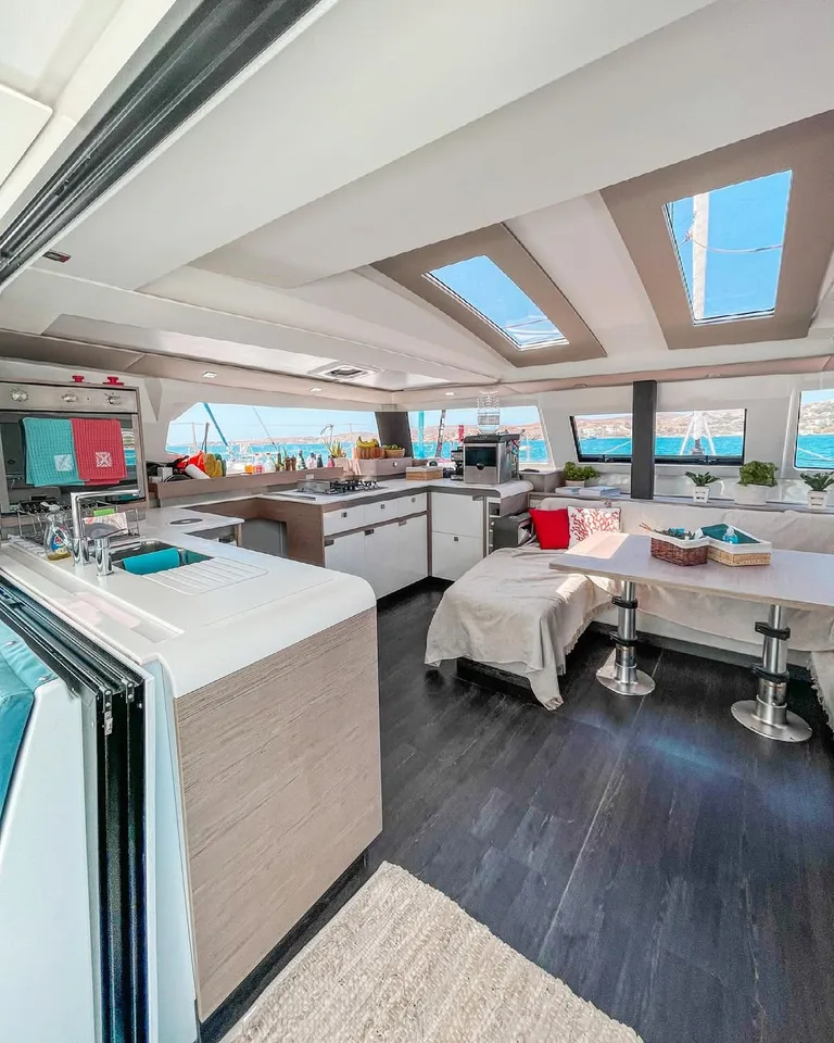Sailing and watersports life aboard Makani in the Cyclades.